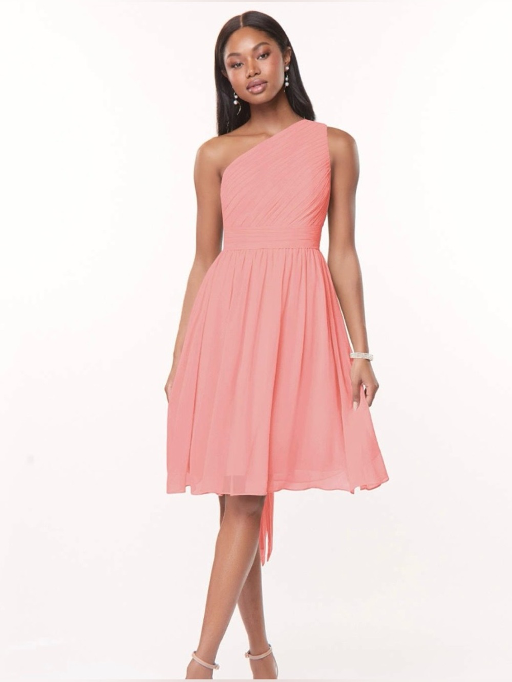 Azazie Katrina Coral Chiffon Dress